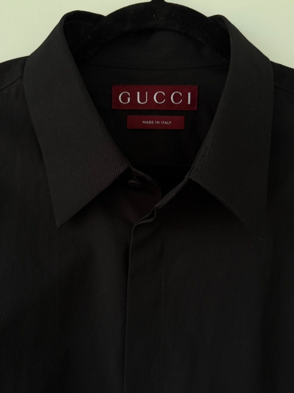 Gucci Tom Ford Era Black Dress Shirt- Tonal GG Embroidery / Size 43/17 (US XL)